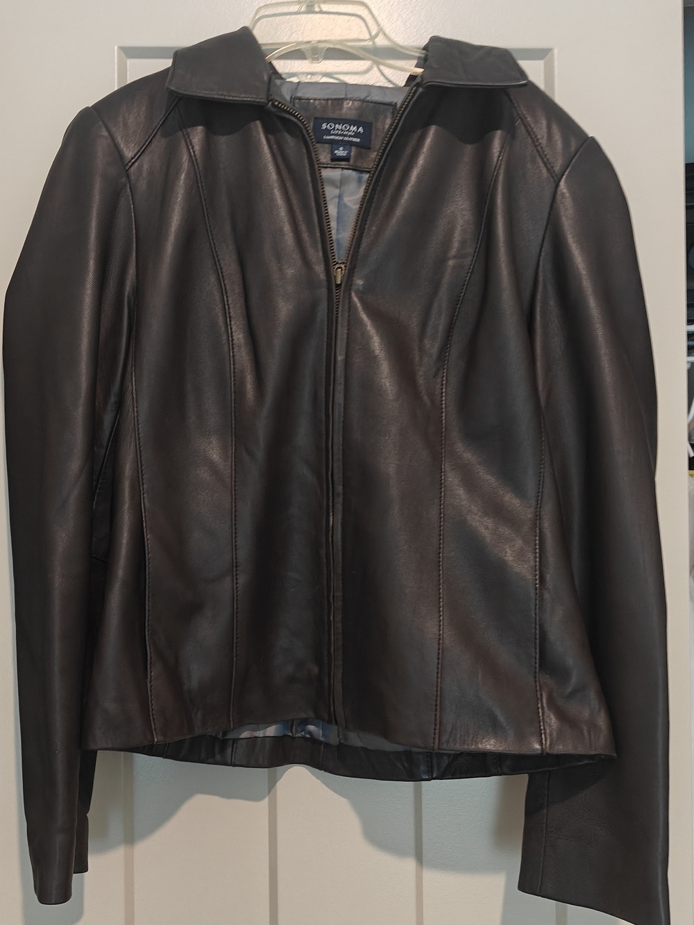 Sonoma Brown Leather Zip-Up Women's Jacket